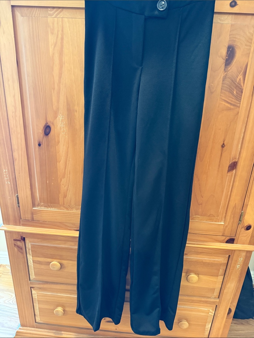 Fashion Nova Black Wide-Leg Trousers with Front Crease